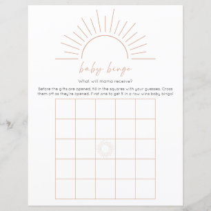 Boho Sun Baby Shower Bingo Game