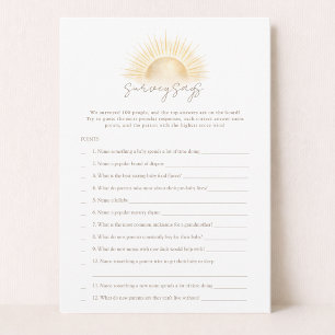 Boho Sun Baby Shower Game Survey Says Game Card
