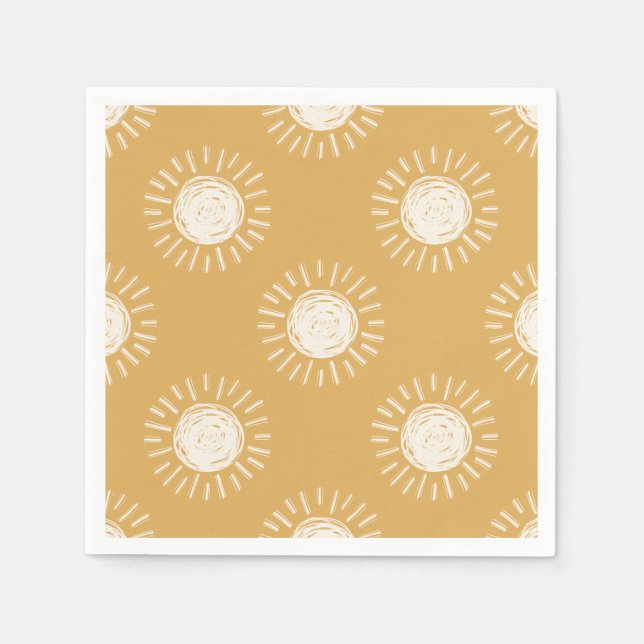 Boho Sun Baby Shower Paper Napkins (Front)