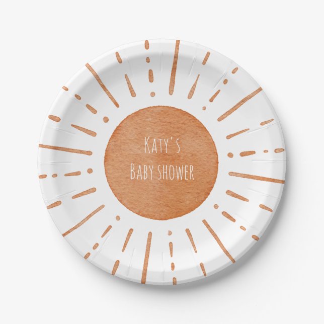 Boho Sun Baby shower  Paper Plate (Front)