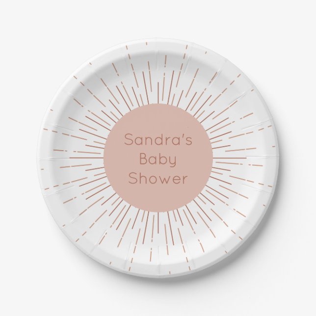 Boho Sun Baby Shower Paper Plate (Front)