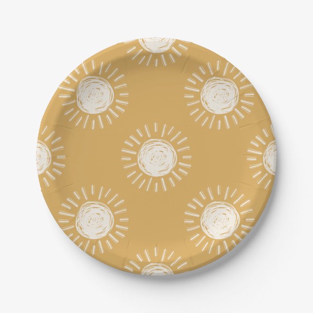 Boho Sun Baby Shower Paper Plates (Front)