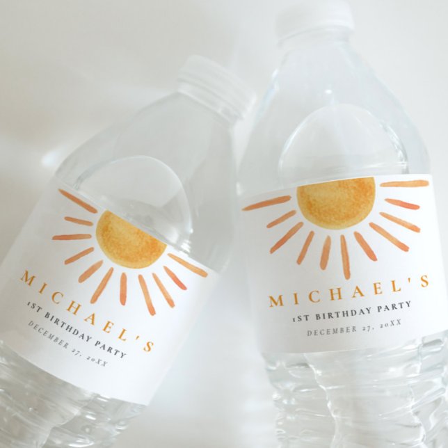Boho Sun Birthday Water Bottle Label (Creator Uploaded)