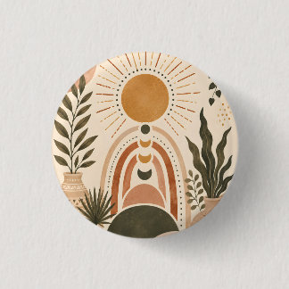 Boho Sun & Botanical Art 3 Cm Round Badge