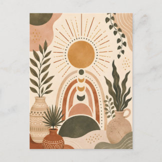 Boho Sun & Botanical Art Postcard