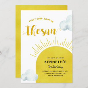 Boho Sun First Birthday Invitation