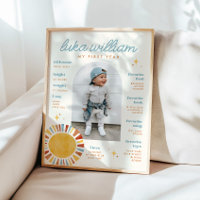 Boho Sun First Birthday Milestone Sign