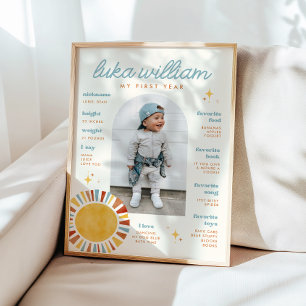 Boho Sun First Birthday Milestone Sign