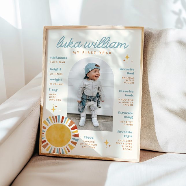 Boho Sun First Birthday Milestone Sign (Creator Uploaded)
