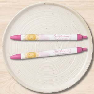 Boho Sun Girl's Baby Shower Black Ink Pen