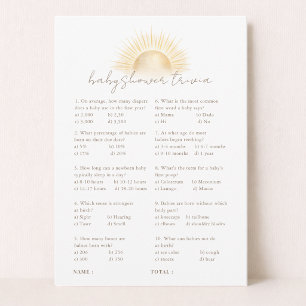 Boho Sun Here Comes The Son Baby Shower Game Card