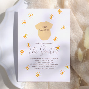 Boho Sun Little Brother Sunshine Baby Shower Invitation