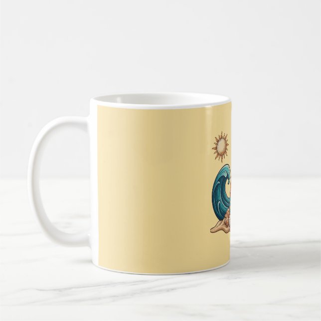 Boho Sun, Moon, and Ocean Wave Aesthetic Mug (Left)