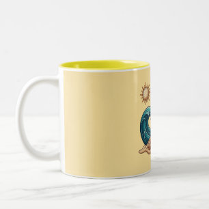 Boho Sun, Moon, and Ocean Wave Aesthetic Mug