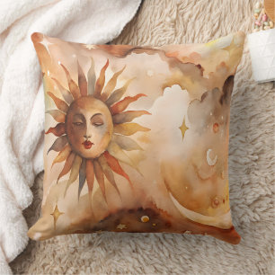 Boho Sun & Moon Minimal Celestial Decor for Home Cushion