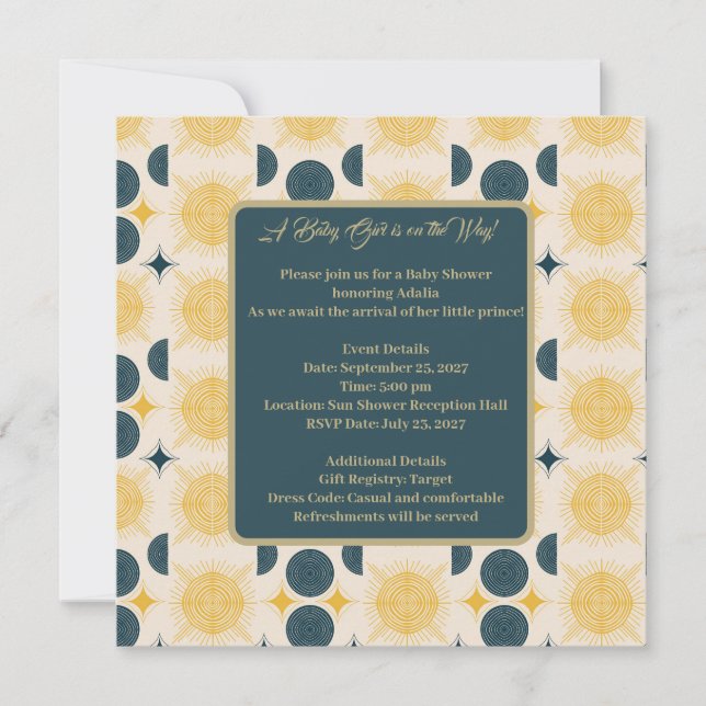 Boho Sun Moon Stars Blue Yellow  (Front)