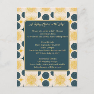 Boho Sun Moon Stars Blue Yellow  Postcard