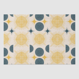 Boho Sun Moon Stars Blue Yellow Tissue Paper