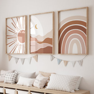 Boho Sun Mountain Rainbow Playroom Decor