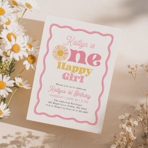 Boho Sun One Happy Girl 1st Birthday Invitation