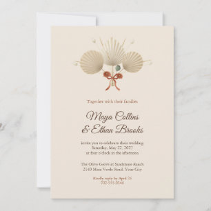 Boho Sun Palm Spears Wedding Invitation