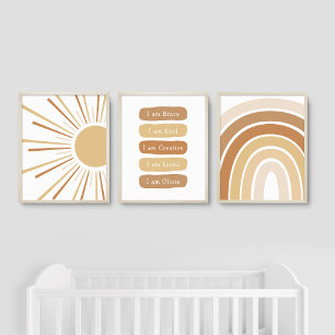 Boho Sun Rainbow Custom Name Kids Affirmations