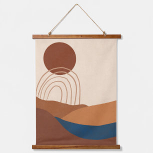 Boho Sun Rainbow Landscape Terracotta Beige Blue   Hanging Tapestry
