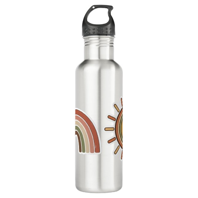 Boho Sun & Rainbow Water Bottle  (Front)