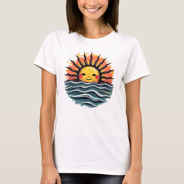 Boho Sun Smiley Women's Graphic Tee (Front)