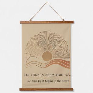  "Boho Sun Wall Tapestry – Golden Sun with Inspira