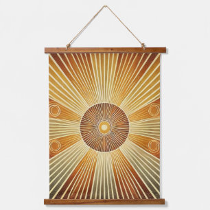 "Boho Sun Wall Tapestry – Golden Sunburst with Ear