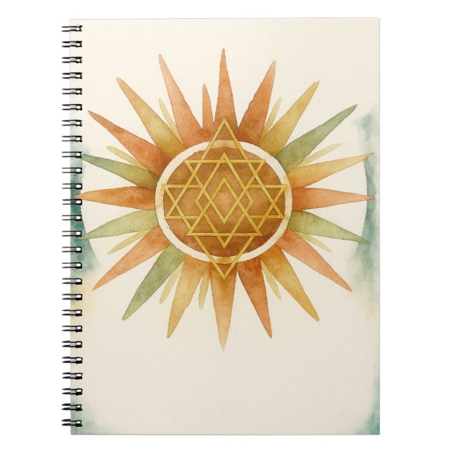 Boho Sunburst Watercolor Notebook – Personalised  (Front)