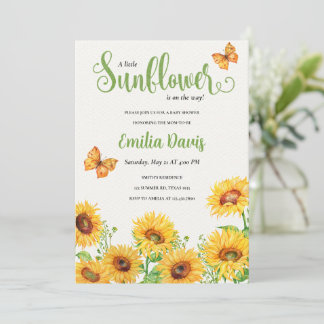 Boho Sunflowe Baby Shower Invitation