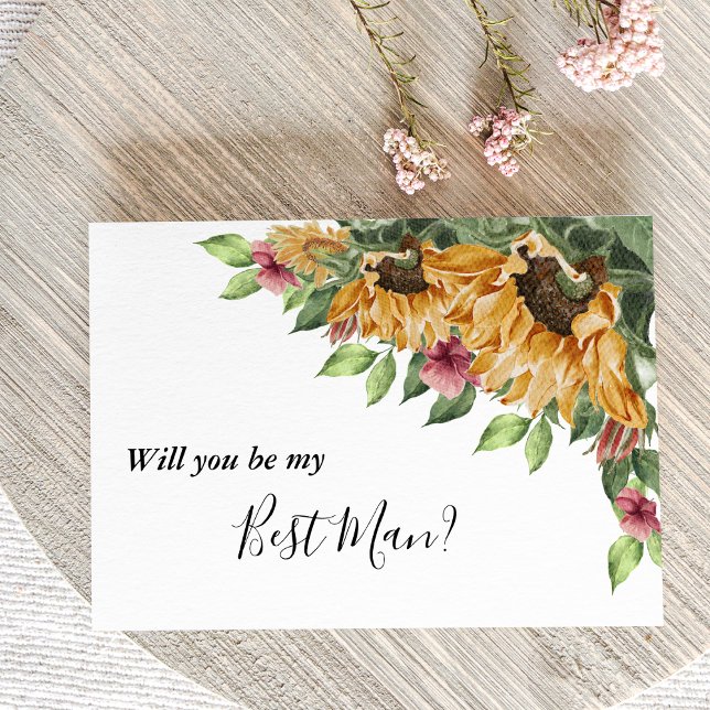 Boho Sunflower Best Man Proposal Card (Creator Uploaded)