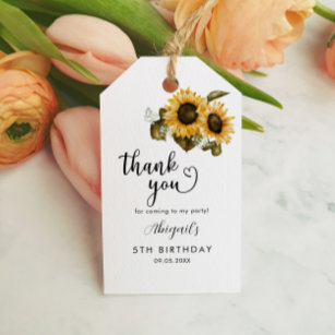 Boho Sunflower Birthday Party  Gift Tags