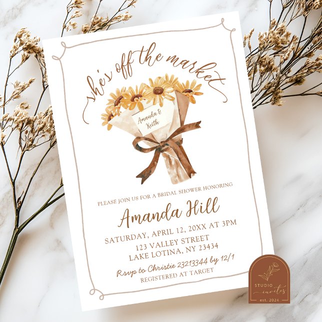 Boho Sunflower Bouquet Bridal Shower Invitation (Creator Uploaded)