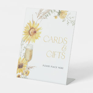 Boho Sunflower Bridal Shower Cards & Gifts Pedestal Sign