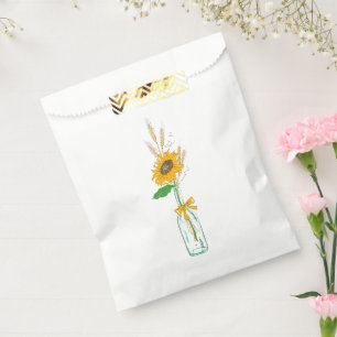Boho Sunflower Country Yellow Floral Wedding Favour Bag