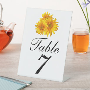 Boho Sunflower Country Yellow Floral Wedding  Pedestal Sign
