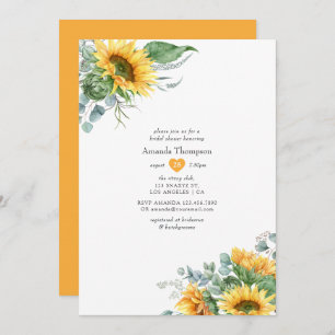 Boho Sunflower Eucalyptus Bridal Shower Invitation