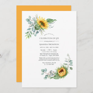 Boho Sunflower Eucalyptus Celebration of Life Invi Invitation