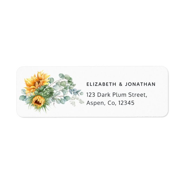Boho Sunflower Eucalyptus Return Address Label (Front)