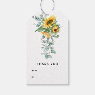 Boho Sunflower Eucalyptus Wedding Gift Tags