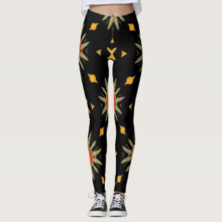 Boho Sunflower Geometric Terracotta Print Leggings