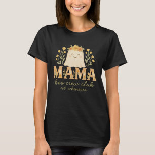 Boho Sunflower Ghost Mama "Boo Crew" Halloween T-Shirt