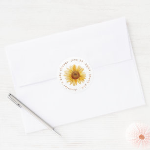Boho Sunflower Nautral Baby Shower Classic Round Sticker