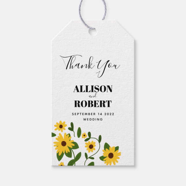 Boho Sunflower Patch Gift Favour Tag (Front)
