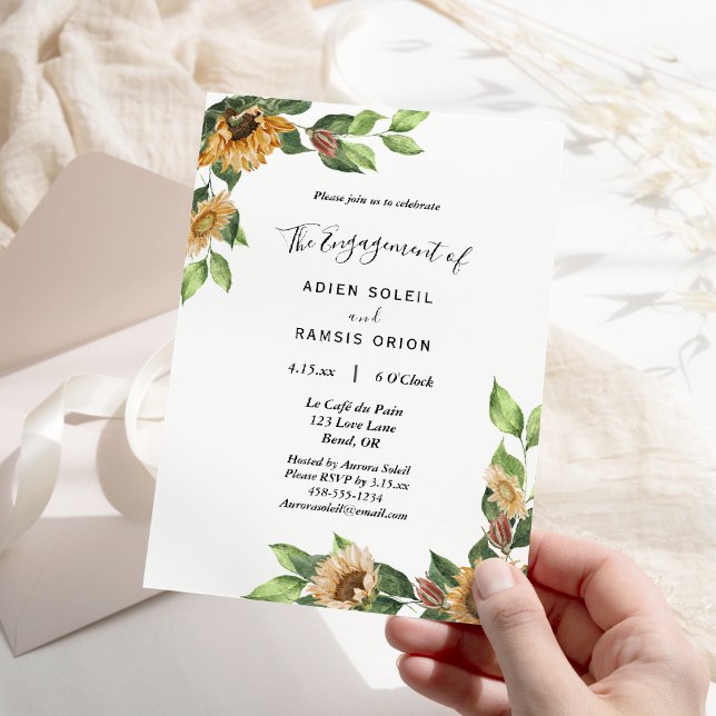 Boho Sunflower Rustic Wildflower Engagement Party Invitation (Creator Uploaded)