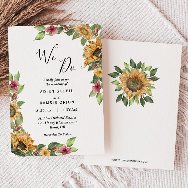 Boho Sunflower Rustic Wildflower We Do Wedding Invitation (Creator Uploaded)