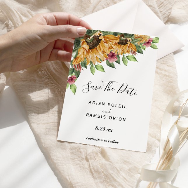 Boho Sunflower Rustic Wildflower Wedding Save The Date (Creator Uploaded)